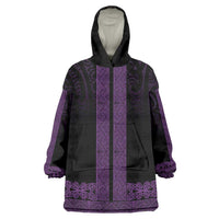 New Zealand Maori Kowhaiwhai Wearable Blanket Hoodie Waiporoporo Maui and Mangopare LT9 One Size Purple - Polynesian Pride