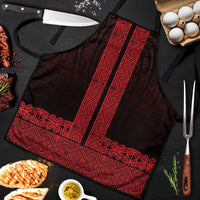 New Zealand Maori Kowhaiwhai Apron Whero Maui and Mangopare LT9 Red - Polynesian Pride