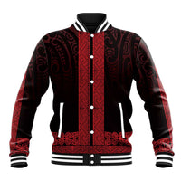 New Zealand Maori Kowhaiwhai Baseball Jacket Whero Maui and Mangopare LT9 Unisex Red - Polynesian Pride