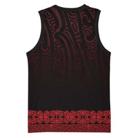 New Zealand Maori Kowhaiwhai Basketball Jersey Whero Maui and Mangopare LT9 - Polynesian Pride