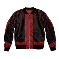 New Zealand Maori Kowhaiwhai Bomber Jacket Whero Maui and Mangopare LT9 Unisex Red - Polynesian Pride