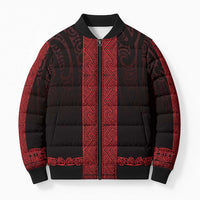New Zealand Maori Kowhaiwhai Bomber Puffer Jacket Whero Maui and Mangopare LT9 Unisex Red - Polynesian Pride