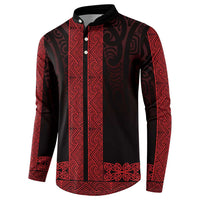 New Zealand Maori Kowhaiwhai Button Sweatshirt Whero Maui and Mangopare LT9 - Polynesian Pride