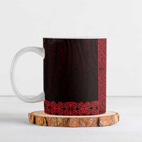 New Zealand Maori Kowhaiwhai Ceramic Mug Whero Maui and Mangopare LT9 Red - Polynesian Pride