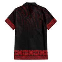 New Zealand Maori Kowhaiwhai Family Matching Off The Shoulder Long Sleeve Dress and Hawaiian Shirt Whero Maui and Mangopare LT9 - Polynesian Pride