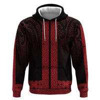 New Zealand Maori Kowhaiwhai Hoodie Whero Maui and Mangopare LT9 Pullover Hoodie Red - Polynesian Pride