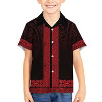 New Zealand Maori Kowhaiwhai Kid Hawaiian Shirt Whero Maui and Mangopare LT9 Kid Red - Polynesian Pride