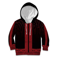 New Zealand Maori Kowhaiwhai Kid Hoodie Whero Maui and Mangopare LT9 Hoodie Red - Polynesian Pride