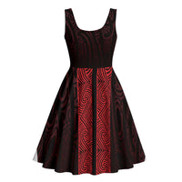 New Zealand Maori Kowhaiwhai Midi Dress Whero Maui and Mangopare LT9 - Polynesian Pride