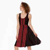 New Zealand Maori Kowhaiwhai Midi Dress Whero Maui and Mangopare LT9 - Polynesian Pride