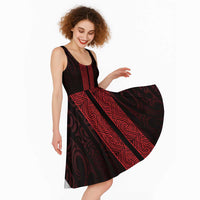 New Zealand Maori Kowhaiwhai Midi Dress Whero Maui and Mangopare LT9 - Polynesian Pride
