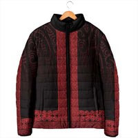 New Zealand Maori Kowhaiwhai Padded Jacket Whero Maui and Mangopare LT9 - Polynesian Pride