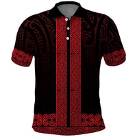 New Zealand Maori Kowhaiwhai Polo Shirt Whero Maui and Mangopare LT9 Red - Polynesian Pride