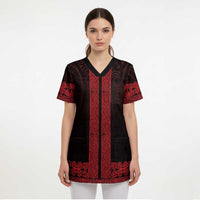 New Zealand Maori Kowhaiwhai Scrub Top Whero Maui and Mangopare LT9 - Polynesian Pride