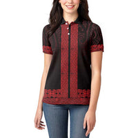New Zealand Maori Kowhaiwhai Women Polo Shirt Whero Maui and Mangopare LT9 - Polynesian Pride