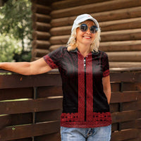 New Zealand Maori Kowhaiwhai Women Polo Shirt Whero Maui and Mangopare LT9 - Polynesian Pride