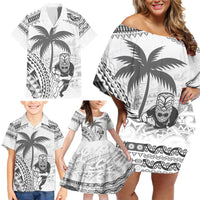 Custom Fiji Black Fern Family Matching Off Shoulder Short Dress and Hawaiian Shirt Maori Warroir with Fijian Masi Pattern LT9 - Polynesian Pride