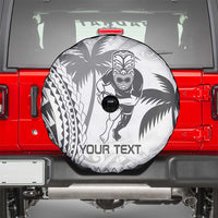 Custom Fiji Black Fern Spare Tire Cover Maori Warroir with Fijian Masi Pattern LT9 - Polynesian Pride