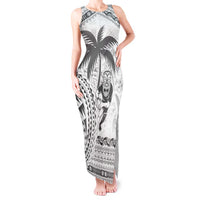 Custom Fiji Black Fern Tank Maxi Dress Maori Warroir with Fijian Masi Pattern LT9 Women White - Polynesian Pride