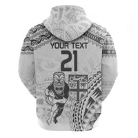 Custom Fiji Black Fern Zip Hoodie Maori Warroir with Fijian Masi Pattern LT9 - Polynesian Pride