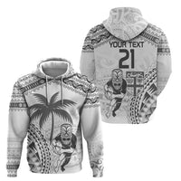 Custom Fiji Black Fern Zip Hoodie Maori Warroir with Fijian Masi Pattern LT9 - Polynesian Pride