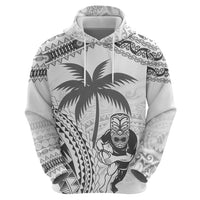 Custom Fiji Black Fern Zip Hoodie Maori Warroir with Fijian Masi Pattern LT9 - Polynesian Pride