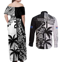 Custom Fiji New Zealand Couples Matching Off Shoulder Maxi Dress and Long Sleeve Button Shirt Maori mix Tapa Pattern Version LT9 - Polynesian Pride