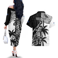 Custom Fiji New Zealand Couples Matching Off The Shoulder Long Sleeve Dress and Hawaiian Shirt Maori mix Tapa Pattern Version LT9 - Polynesian Pride
