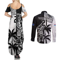 Custom Fiji New Zealand Couples Matching Summer Maxi Dress and Long Sleeve Button Shirt Maori mix Tapa Pattern Version LT9 - Polynesian Pride
