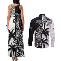 Custom Fiji New Zealand Couples Matching Tank Maxi Dress and Long Sleeve Button Shirt Maori mix Tapa Pattern Version LT9 - Polynesian Pride