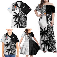 Custom Fiji New Zealand Family Matching Off Shoulder Maxi Dress and Hawaiian Shirt Maori mix Tapa Pattern Version LT9 - Polynesian Pride