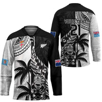 Fiji New Zealand Rugby Personalised Hockey Jersey Maori and Tapa Pattern - Polynesian Pride