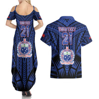 Custom Manu Samoa Sevens Rugby Couples Matching Summer Maxi Dress and Hawaiian Shirt Samoan Tribal Tattoo LT9 - Polynesian Pride