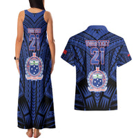 Custom Manu Samoa Sevens Rugby Couples Matching Tank Maxi Dress and Hawaiian Shirt Samoan Tribal Tattoo LT9 - Polynesian Pride