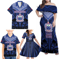 Custom Manu Samoa Sevens Rugby Family Matching Off Shoulder Maxi Dress and Hawaiian Shirt Samoan Tribal Tattoo LT9 - Polynesian Pride