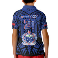 Custom Manu Samoa Sevens Rugby Kid Polo Shirt Samoan Tribal Tattoo