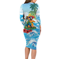Funny Parrot Margarita Five O'clock Somewhere Family Matching Long Sleeve Bodycon Dress and Hawaiian Shirt LT9 - Polynesian Pride