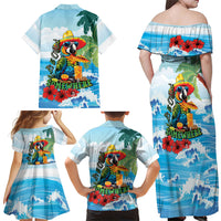 Funny Parrot Margarita Five O'clock Somewhere Family Matching Off Shoulder Maxi Dress and Hawaiian Shirt LT9 - Polynesian Pride