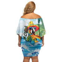 Funny Parrot Margarita Five O'clock Somewhere Family Matching Off Shoulder Short Dress and Hawaiian Shirt LT9 - Polynesian Pride