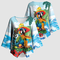 Funny Parrot Margarita Five O'clock Somewhere Kimono Sleeve Blouse LT9 - Polynesian Pride