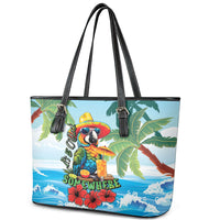 Funny Parrot Margarita Five O'clock Somewhere Leather Tote Bag