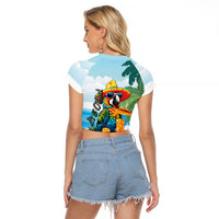 Funny Parrot Margarita Five O'clock Somewhere Raglan Cropped T Shirt