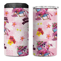 Hawaii Flamingo Hello Summer 4 in 1 Can Cooler Tumbler Hawaiian Quilt Pattern LT9 One Size: 16 oz Pink - Polynesian Pride