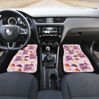Hawaii Flamingo Hello Summer Car Mats Hawaiian Quilt Pattern LT9 Set 2pcs - Front Pink - Polynesian Pride