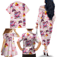 Hawaii Flamingo Hello Summer Family Matching Off The Shoulder Long Sleeve Dress and Hawaiian Shirt Hawaiian Quilt Pattern LT9 - Polynesian Pride