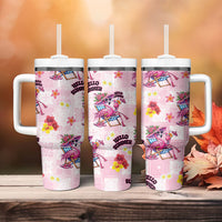 Hawaii Flamingo Hello Summer Tumbler With Handle Hawaiian Quilt Pattern LT9 - Polynesian Pride