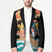 Vintage Santa Claus Surfing Summer Blazer Mele Kalikimaka i Iulai!