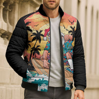 Vintage Santa Claus Surfing Summer Bomber Puffer Jacket Mele Kalikimaka i Iulai! LT9 - Polynesian Pride