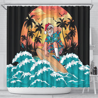 Vintage Santa Claus Surfing Summer Shower Curtain Mele Kalikimaka i Iulai!