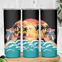Vintage Santa Claus Surfing Summer Skinny Tumbler Mele Kalikimaka i Iulai! LT9 - Polynesian Pride